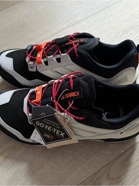 Women’s Adidas Waterproof Trail Sneakers - Black/White with Orange Accents
